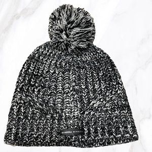Rebecca Minkoff Black & White Marled Knit‎ Pom Beanie, OS